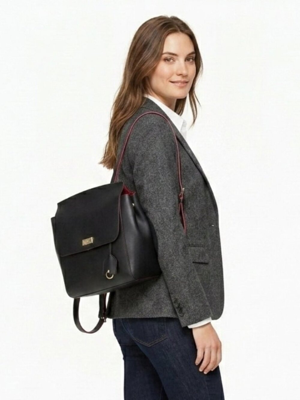 Kate Spade Putnam Drive Quincy Black Pink Leather Backpack Designer Bag 0436